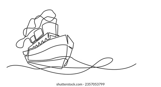 línea continua de buques marinos. mar・línea de carga. línea única de buques, travesías, barcos turísticos