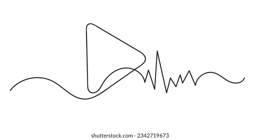 continuous line media play icon.one line media icon drawing. video icon minimalistic line