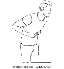 
continuous line of men suffering from colic having health problems