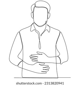 
continuous line of men suffering from colic having health problems