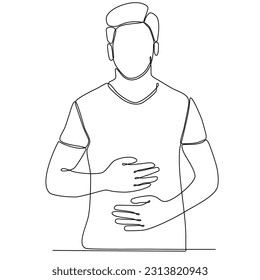 
línea continua de hombres que padecen de cólicos y tienen problemas de salud