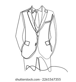 continuous line of men suit.one line drawing of men formal dress. office work men's clothing line art