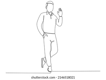 
Continuous line of men Waving, Welcome.