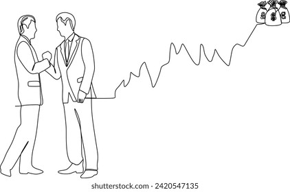 continuous line of men are working in the office financial investments