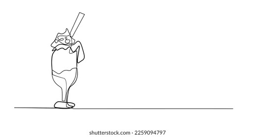 continuous line milkshake.one line milkshake drawing.abstract line milkshake