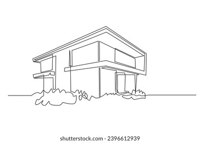 continuous line minimalist house.single line real estate.modern housing one line drawing