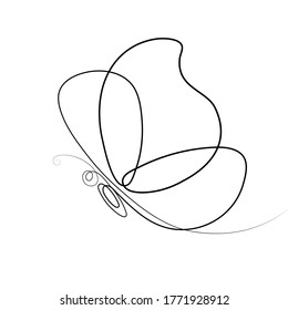 Butterfly Continuous Line Drawing Element Isolated Stock Vector ...