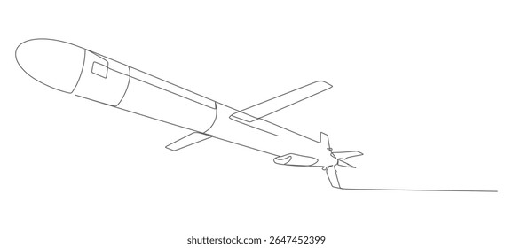 projeto de vetor de ilustração de míssil de linha contínua