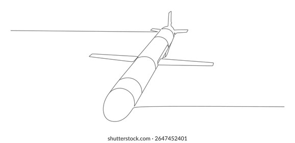 projeto de vetor de ilustração de míssil de linha contínua