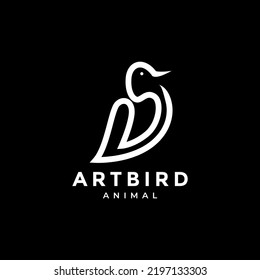 continuous line modern dove logo design