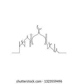 Continuous Line Mosque Ramadan Vector