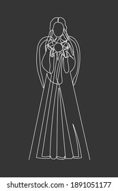 Continuous line mother mary christianity hand drawn style vector illustration