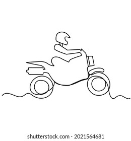 continuous line motorbike driver single line drawing
