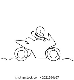 continuous line motorbike driver single line drawing
