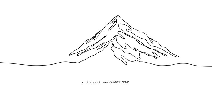 Continuous line, mountain, snow mountain Vector art lines, transparent background.
