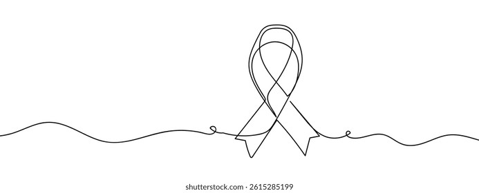 Continuous line, mourning ribbon, mourning vector illustration with transparent background.