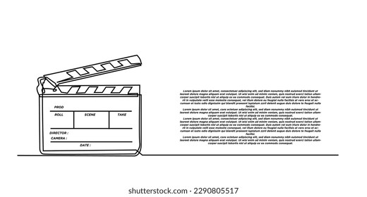 continuous line of Movie clapper board.single line Movie clapper board.filmmaker's marking board.film shooting fittings