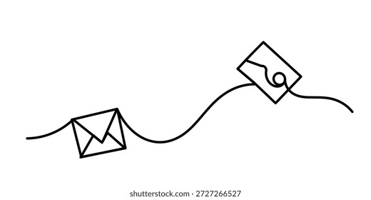 continuous line multimedia email. media message icon