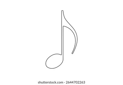 Nota de música de linha contínua. Símbolo musical em um estilo minimalista linear. Trendy abstrata onda melodia, simplicidade lineart design de sinal e símbolos.