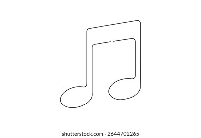 Nota de música de linha contínua. Símbolo musical em um estilo minimalista linear. Trendy abstrata onda melodia, simplicidade lineart design de sinal e símbolos.