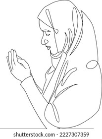 continuous line muslim hijab can use for poster cover book and more