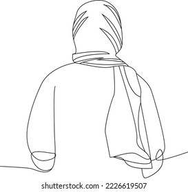 continuous line of Muslim women models from behind the art for poster covers and more