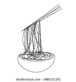 Continuous line Noodles style simple hand-drawn vector illustration.