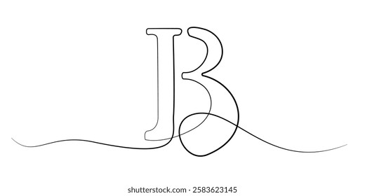 continuous line number 13.decorative one line drawing of number 13 sign.single line vector illustration.isolated white background