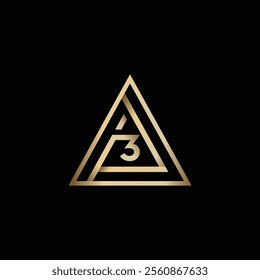 Continuous line of number 3 shaped into triangle