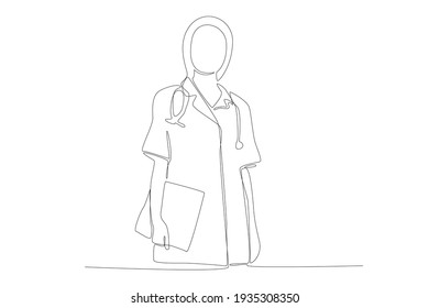 Continuous Line Nurse And Doctor Illustration Design Vector