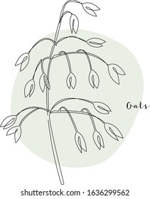 Continuous line oats, grain crop. Vector line art. Perfect for logo, packaging design, icon