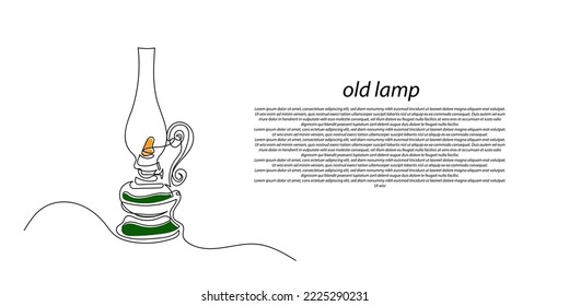 línea continua de lámparas de aceite. un plano de líneas de lámparas antiguas con aceite. lámpara clásica