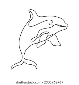 línea continua línea una línea acuática delfín animal dibujado a mano vector