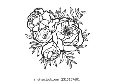 Stetigförderer-Einzeilenblütenstrasse Schmetterling Flora Natur Valentinhandgezeichnet Vektorgrafik