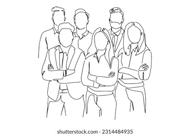 continuous line, one line
business team, group of professionals, meeting
business people concept
hand drawn illustration vector