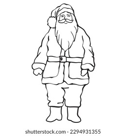 continuous line one line christmas santa claus simple line hand drawn illustration vector