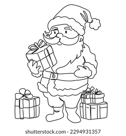 continuous line one line christmas santa claus simple line hand drawn illustration vector
