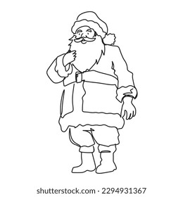 continuous line one line christmas santa claus simple line hand drawn illustration vector