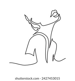 Fortlaufende Linie oder eine Linienzeichnung einer weiblichen Silhouette. Vektorgrafik.