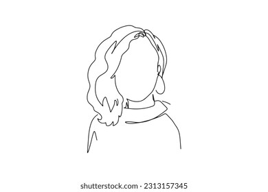continuous line one line face avatar profile hairstyle fashion hand drawn illustration vector beautiful woman simple line art