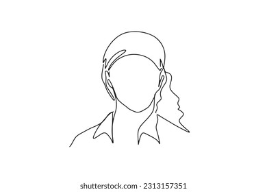 continuous line one line face avatar profile hairstyle fashion hand drawn illustration vector beautiful woman simple line art