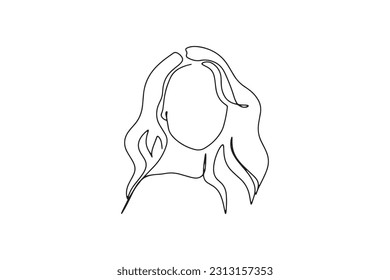 continuous line one line face avatar profile hairstyle fashion hand drawn illustration vector beautiful woman simple line art