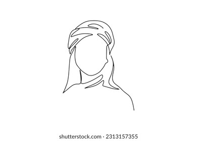 línea continua línea una línea cara avatar perfil peinado estilo de peinada ilustración de mano vector hermosa mujer línea simple arte