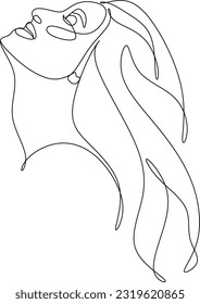 continuous line one line face avatar profile hairstyle fashion hand drawn illustration vector beautiful woman simple line art