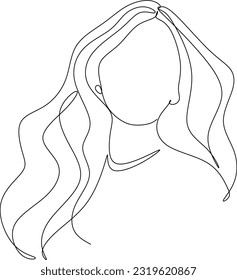 continuous line one line face avatar profile hairstyle fashion hand drawn illustration vector beautiful woman simple line art