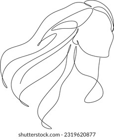 línea continua línea una línea cara avatar perfil peinado estilo de peinada ilustración de mano vector hermosa mujer línea simple arte