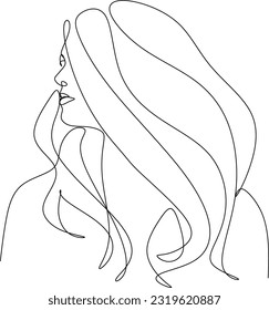 continuous line one line face avatar profile hairstyle fashion hand drawn illustration vector beautiful woman simple line art
