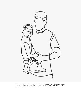 continuous line, one line
international father's day holding a child family warm father caring for children illustration hand drawn simple vector