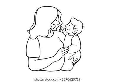 continuous line, one line
International Mother's Day holding a baby pregnant mother family warm illustration hand drawn simple vector