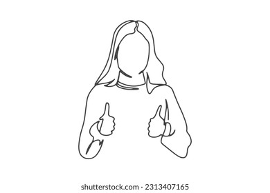 continuous line one line kids thumbs up excellent happy happy like hand drawn illustration vector